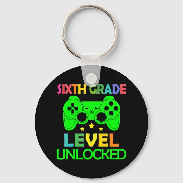 6th Grade Level Unlocked Video Game Back to School Keychain (Front)