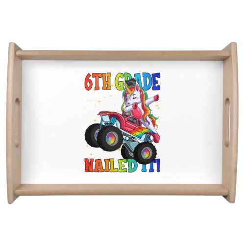 6th Grade Nailed It Dabbing Unicorn Monster Truck  Serving Tray
