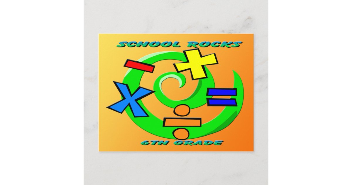 6th Grade Rocks - Math Symbols Postcard | Zazzle