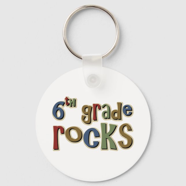6th Grade Rocks Sixth Keychain (Front)
