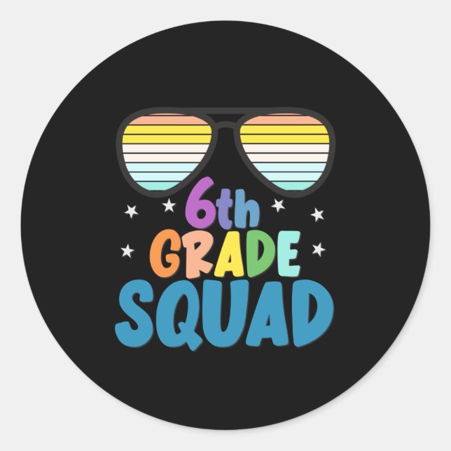 6th Grade Squad Classic Round Sticker (Front)