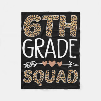 6th Grade Squad Leopard Teacher Student Fleece Blanket
