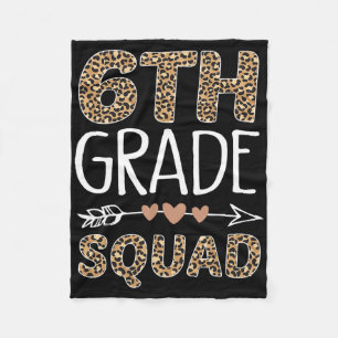 6th Grade Squad Leopard Teacher Student Fleece Blanket