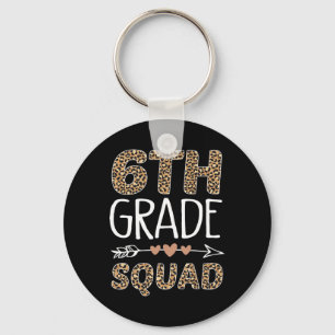 6th Grade Squad Leopard Teacher Student Keychain