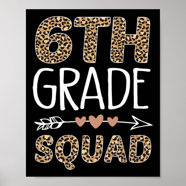6th Grade Squad Leopard Teacher Student  Poster (Front)