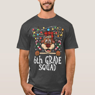 6th grade Squad Reindeer Christmas Teacher squad X T-Shirt