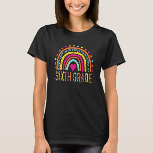 6th Grade Teacher Leopard Rainbow Back To School T_Shirt