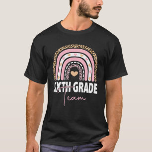 6th Grade Teacher Rainbow Back To School Hello Six T-Shirt