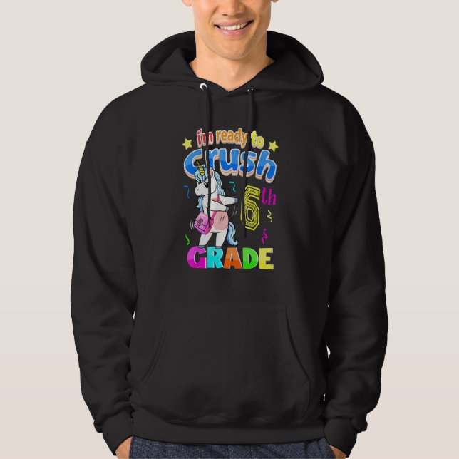 6th Grade Unicorn Back to School Girls Hoodie (Front)