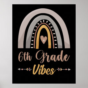 6th Grade Vibes Rainbow Sixth Grade Back to School Poster