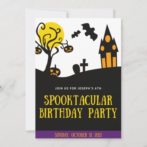 6th Halloween Birthday Invite Spooktacular Party