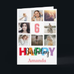 6th Happy Birthday Photo Collage Modern Pink Card<br><div class="desc">6th Happy Birthday Photo Collage Modern Pink Card with personalized name. For further customization,  please click the "Customize it" button and use our design tool to modify this template.</div>