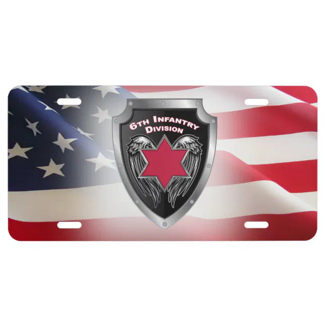 6th Infantry Division “Red Star” Shield License Plate | Zazzle