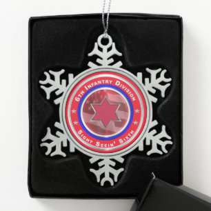 6th Infantry Division Snowflake Pewter Christmas Ornament