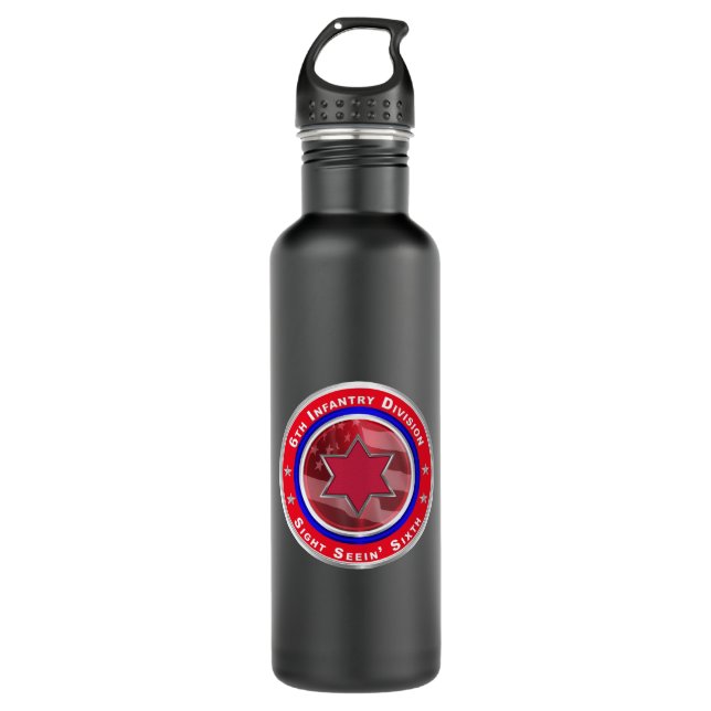 6th Infantry Division  Stainless Steel Water Bottle (Front)