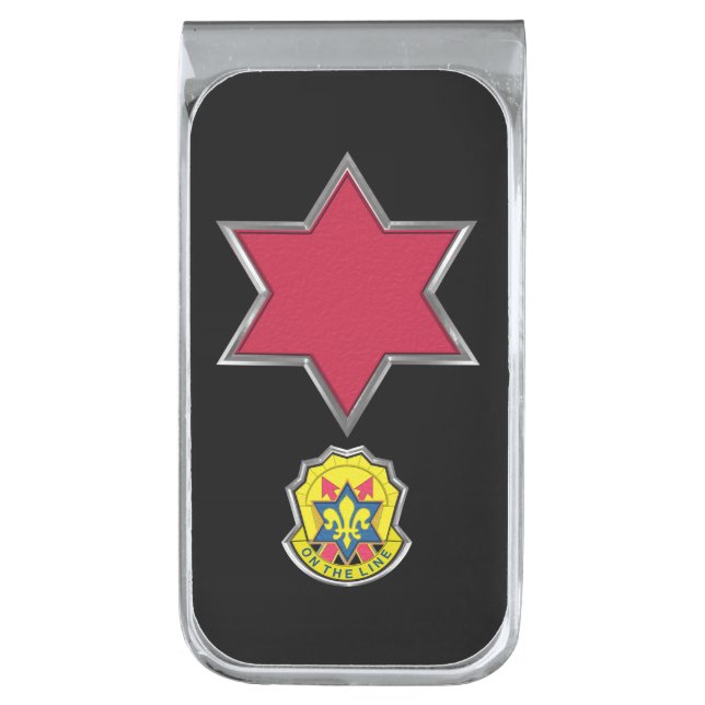 6th Infantry Division Veteran Silver Finish Money Clip (Front Vertical)