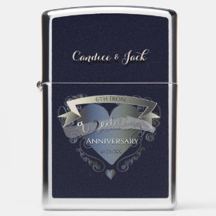 6th Iron Wedding Anniversary 3D Heart Emblem Zippo Lighter