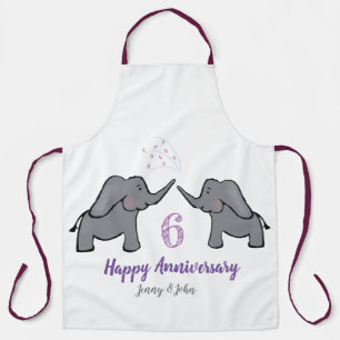 6th iron wedding anniversary cute elephant apron