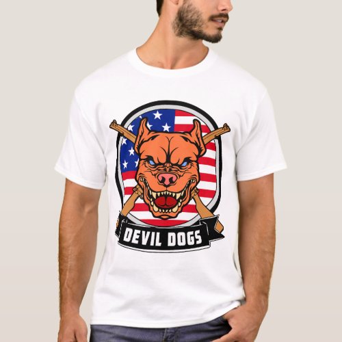 6TH MARINE DEVIL DOGS LOGO T_Shirt