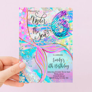 6th Mermaid Birthday Under the Sea Invitation