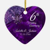 6th or 33rd Amethyst Purple Wedding Anniversary Ceramic Ornament