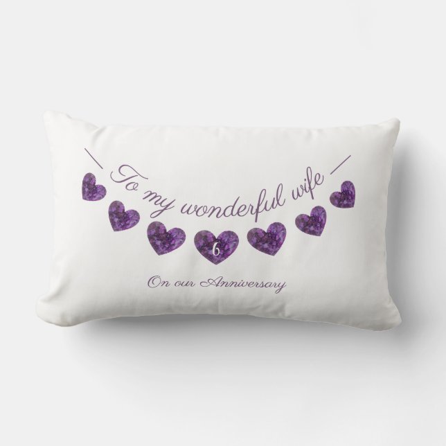 6th or any wedding anniversary wife purple heart lumbar pillow (Front)
