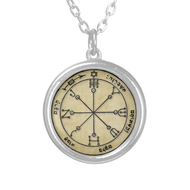 6th Pentacle of Mars PROTECTION Silver Plated Necklace (Front)