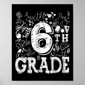 6th Sixth Grade Typography Team Kids Teacher Back  Poster