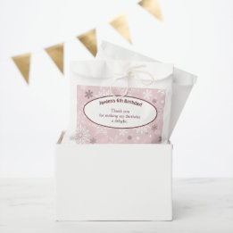 6th Snowflake-Themed Birthday Party Pink Favor Bag