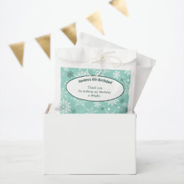 6th Snowflake-Themed Birthday Party Turquoise-Blue Favor Bag