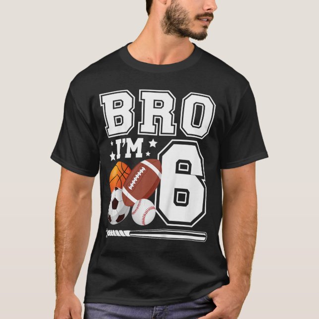6th Sports Birthday Party 6 Year Old Boy Birthday  T-Shirt (Front)