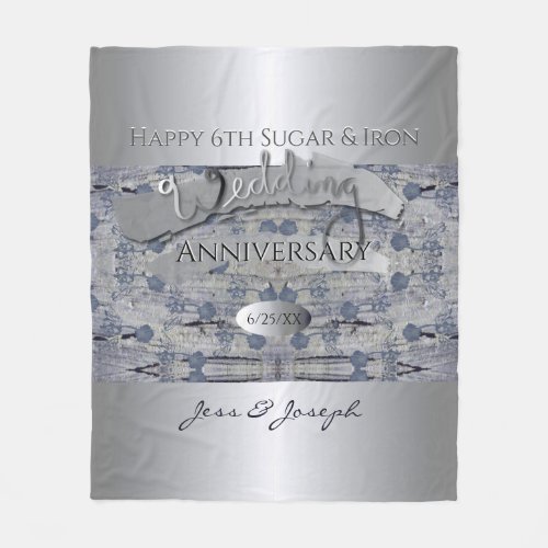 6th Sugar& Iron Wedding Anniversary Fleece Blanket