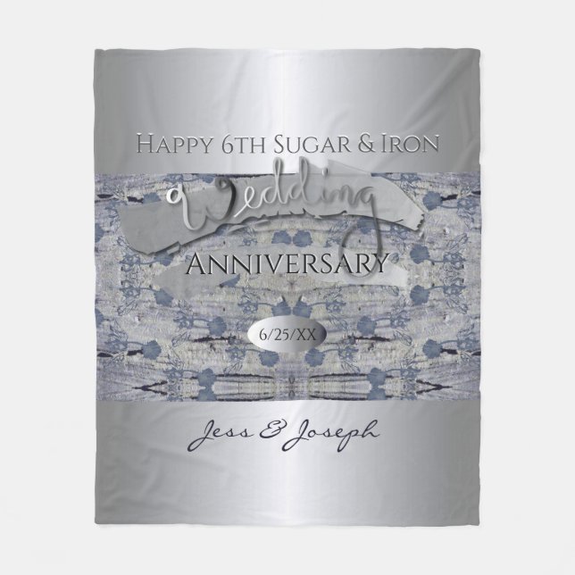 6th Sugar& Iron Wedding Anniversary Fleece Blanket (Front)