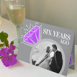 6th wedding anniversary Amethyst now then photo Card