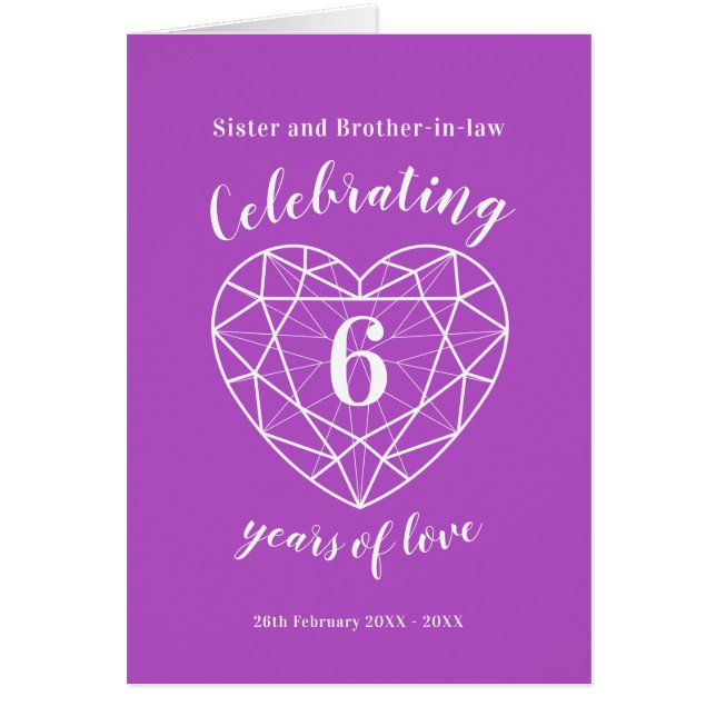 6th wedding anniversary amethyst personalized card (Front)
