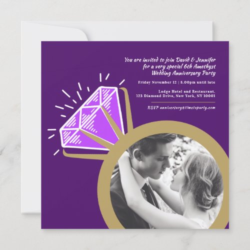 6th wedding anniversary amethyst ring photos invitation