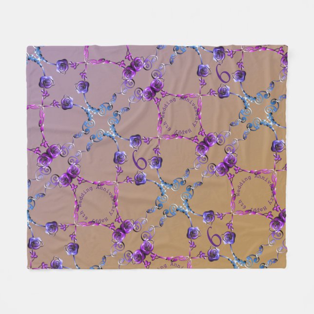 6th Wedding Anniversary Amethyst Roses  Fleece Blanket (Front (Horizontal))