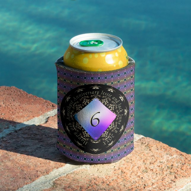 6th Wedding Anniversary Amethyst Round Pillow Can Cooler (In Situ Pool)