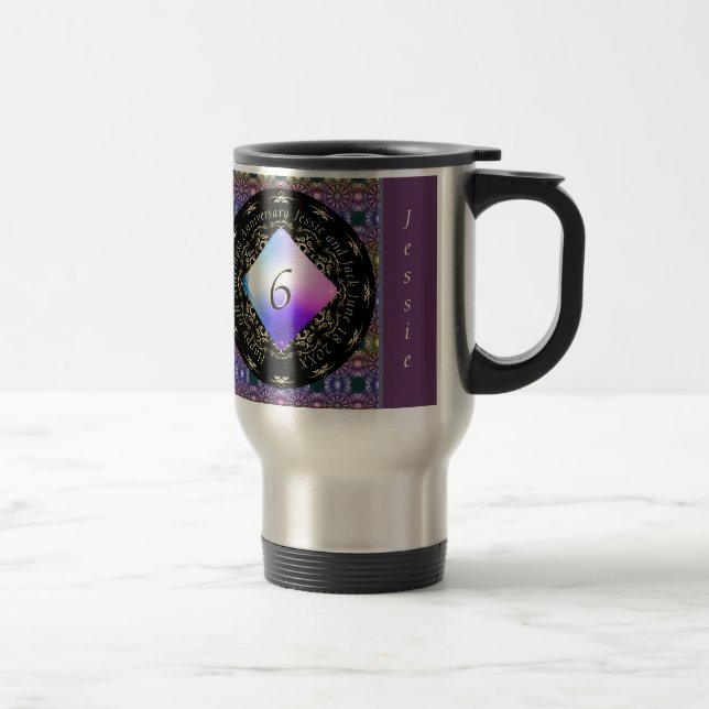 6th Wedding Anniversary Amethyst  Travel Mug (Right)