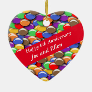 6th Wedding Anniversary Candy, Ceramic Ornament