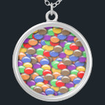 6th Wedding Anniversary Candy, Silver Plated Necklace<br><div class="desc">This lovely silver pendant has a traditional theme,  of candies. It features my painting of colourful sugar coated sweets. A lovely gift for a lady,  perfect to combine with a matching earrings and card for a truly co-ordinated gift.</div>