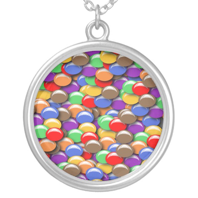 6th Wedding Anniversary Candy, Silver Plated Necklace (Front)