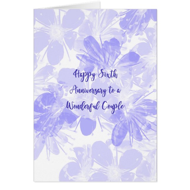 6th Wedding Anniversary Card Blue Flowers (Front)