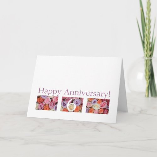 6th Wedding Anniversary Card pastel roses