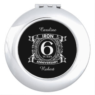 6th wedding anniversary distressed crest compact mirror