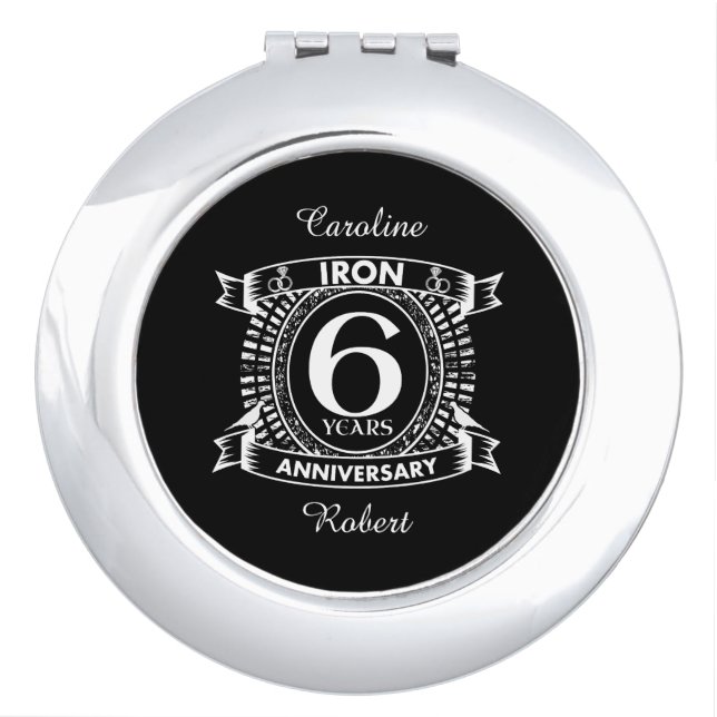 6th wedding anniversary distressed crest compact mirror (Front)