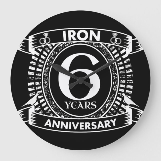 6th wedding anniversary distressed crest large clock (Front)