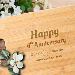 6th Wedding Anniversary Elegant Engraved Cutting Board