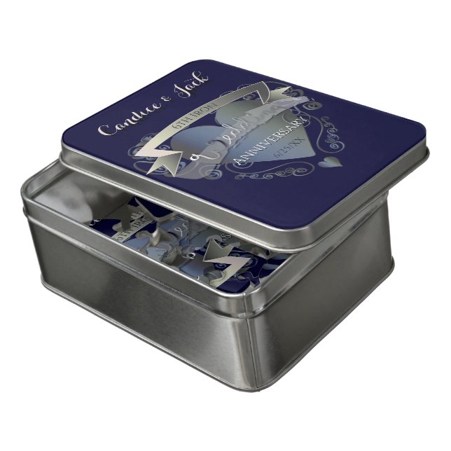 6th Wedding Anniversary Heart Emblem Iron Jigsaw  Jigsaw Puzzle (Lid Open)