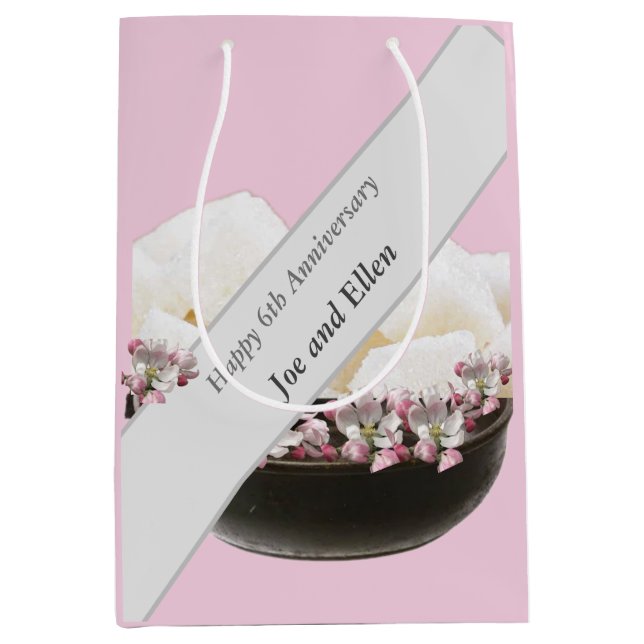 6th Wedding Anniversary, Iron and Sugar Medium Gift Bag (Front)